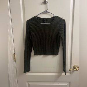 dark green ribbed sweater top